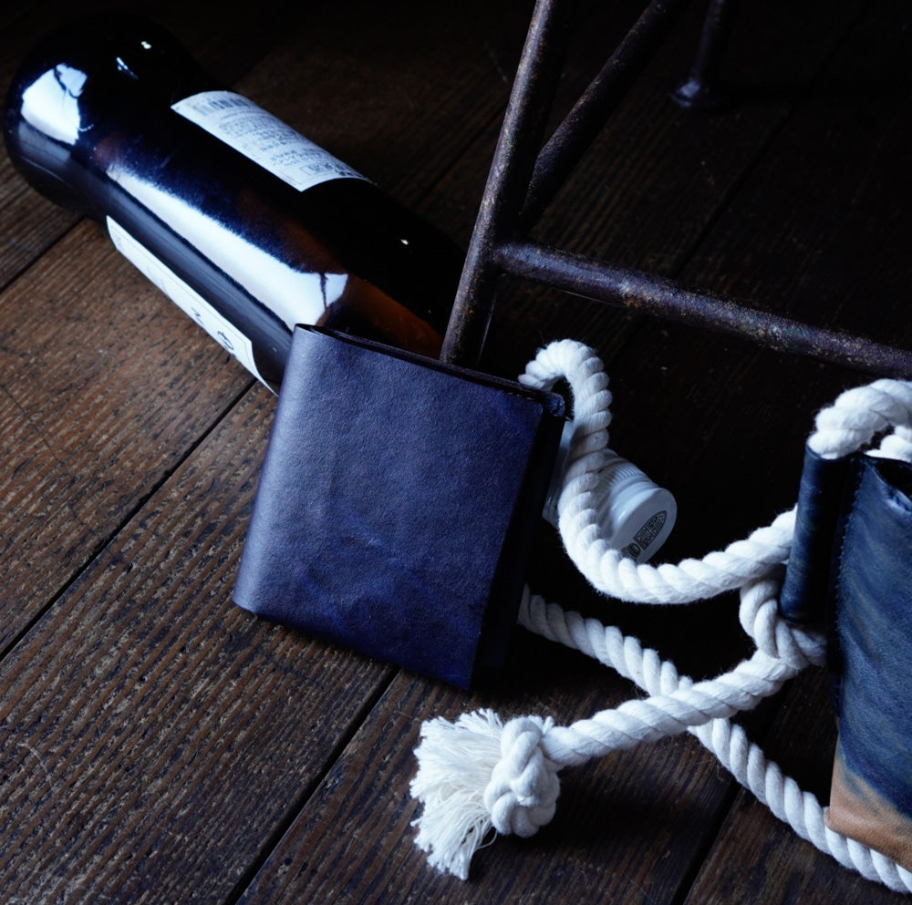 二つ折り財布　ルツール2　藍染めレザー