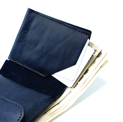 二つ折り財布　ルツール2　藍染めレザー